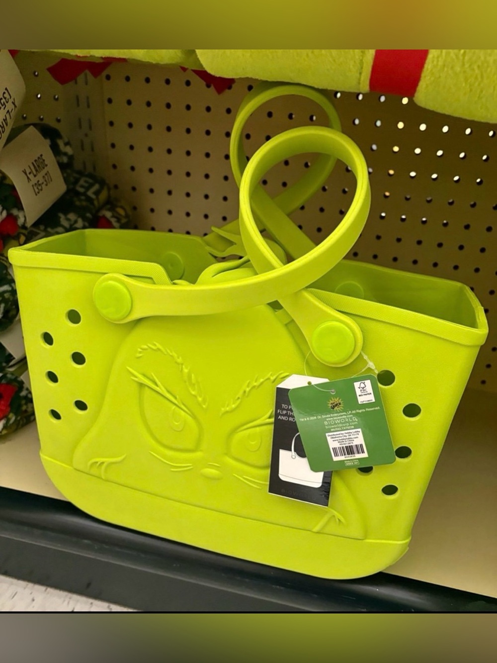 Grinch Bogg Style Christmas Tote Bag NWT